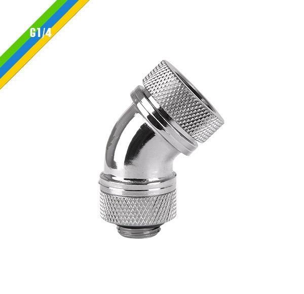 Thermaltake Pacific G1/4 PETG Tube 45-Degree Compression 16mm OD - Chrome - وصلات أنابيب